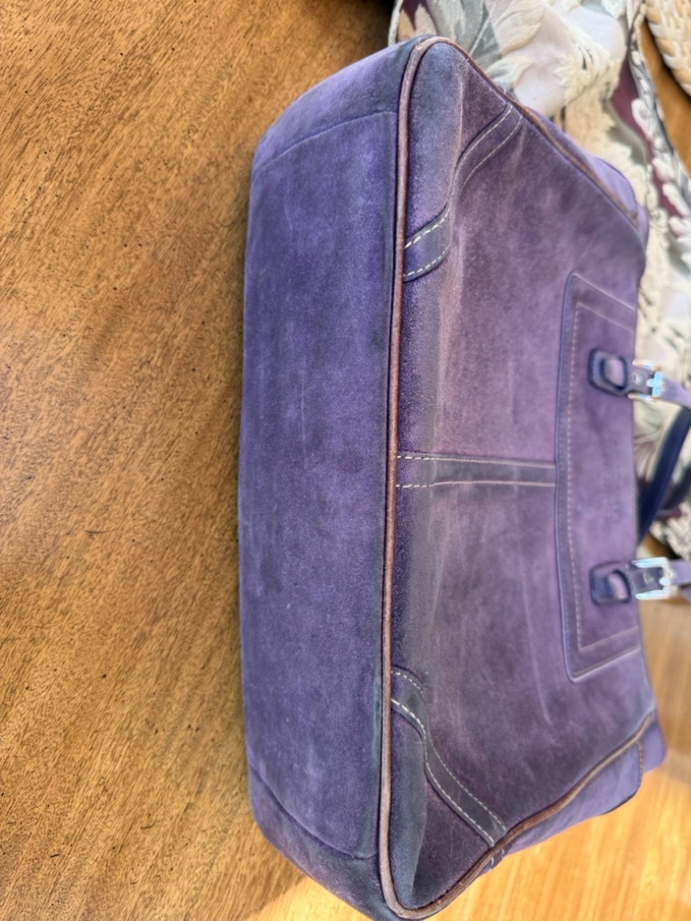 Coach Purple Suede Tote with Leather Straps - Picture 5 of 11